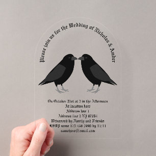 Gothic Hochzeit Küssende Raben Custom Acryleinladungen