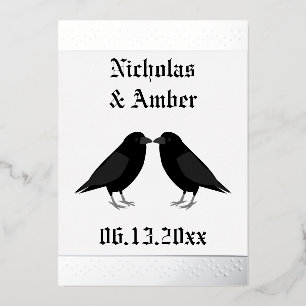 Gothic Hochzeit Küssende Raben Custom Folieneinladung