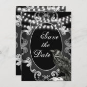 Gothic-Hochzeit mit Verzierten Rahmen, Keile und L Save The Date (Vorne/Hinten)