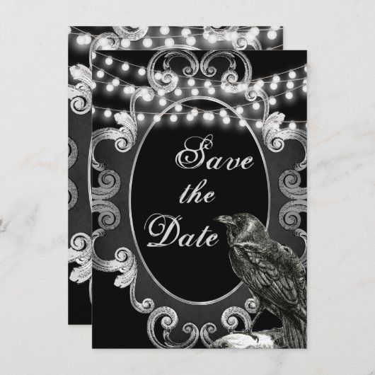 Gothic-Hochzeit mit Verzierten Rahmen, Keile und L Save The Date (Vorne/Hinten)
