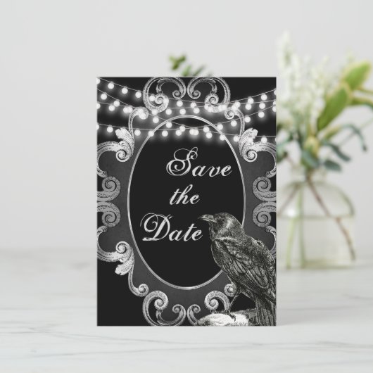 Gothic-Hochzeit mit Verzierten Rahmen, Keile und L Save The Date (Stehend Vorderseite)