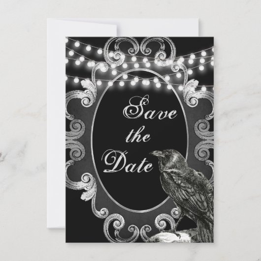 Gothic-Hochzeit mit Verzierten Rahmen, Keile und L Save The Date (Vorderseite)