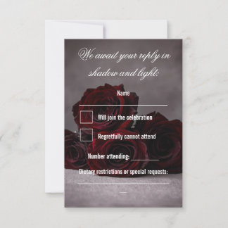 Gothic Hochzeit RSVP-Karte | Dunkle Romantik RSVP Karte