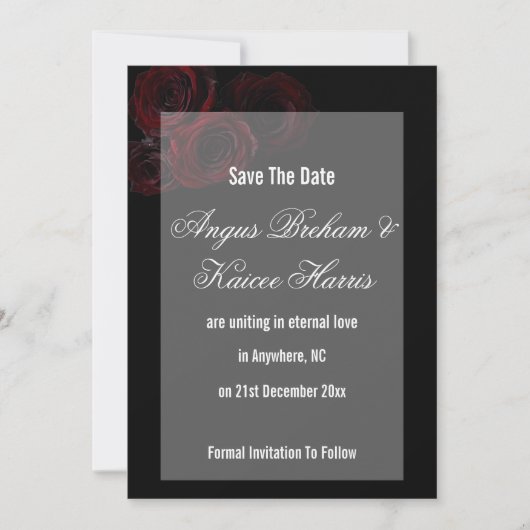 Gothic Hochzeit Save-the-Date Karte | Dunkle Roman (Vorderseite)