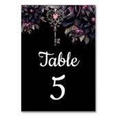 Gothic-Hochzeit Schwarz Dunkle Blumen Tischnummer (Rückseite)