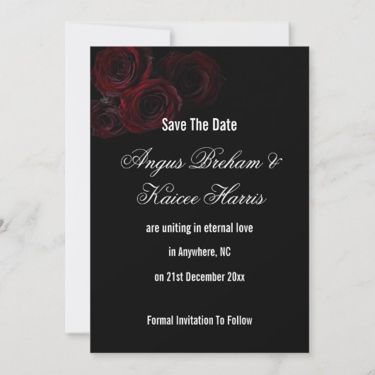 Gothic Hochzeit Termin Karte | Dunkle Romantik (Vorderseite)
