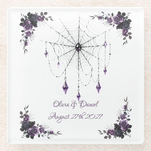 Gothic Hochzeit Untersetzer Floral Dark Romance (Vorderseite)