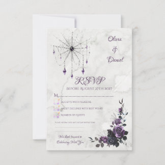 Gothic Hochzeits-Antwortkarte Florale dunkle Roman RSVP Karte