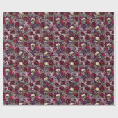 Gothic Hochzeits-Skelett Totenkopf und Rose Geschenkpapier (Flach)