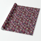 Gothic Hochzeits-Skelett Totenkopf und Rose Geschenkpapier (Ungerollt)