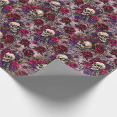 Gothic Hochzeits-Skelett Totenkopf und Rose Geschenkpapier (Ecke)