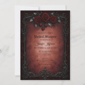 Gothic Hochzeitsdusche Einladung mit roten Rosen (Vorderseite)