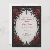 Gothic Hochzeitsdusche Einladung mit roten Rosen (Vorderseite)