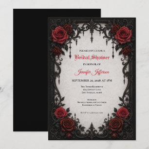 Gothic Hochzeitsdusche Einladung mit roten Rosen