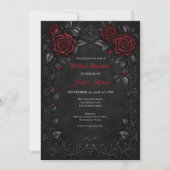Gothic Hochzeitsdusche Einladung mit roten Rosen (Vorderseite)