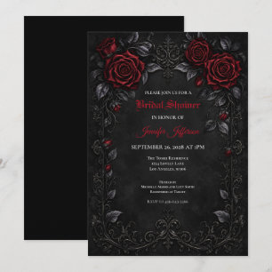 Gothic Hochzeitsdusche Einladung mit roten Rosen