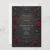 Gothic Hochzeitsdusche Einladung mit roten Rosen (Vorderseite)