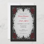 Gothic Hochzeitsdusche Einladung mit roten Rosen (Vorderseite)