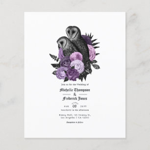 Gothic Hochzeitseinladung im Vintage-Look mit lila Flyer