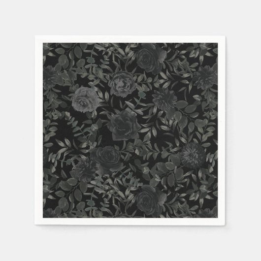 Gothic HochzeitsNapkins in der Rose Weiß und Schwa Serviette (Vorderseite)