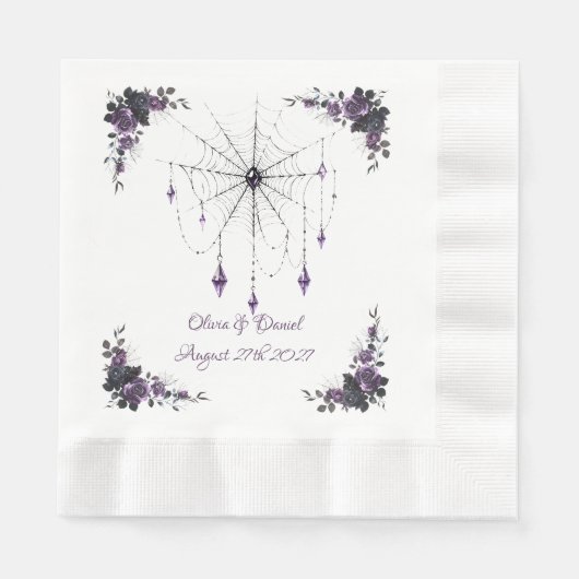 Gothic Hochzeitsservietten Florale dunkle Romantik Serviette (Vorderseite)