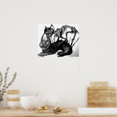 Gothic Horror Art - Cat Skeleton Poster (Küche)