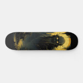 Gothic Horror Cityscape Black Gold 7-Ply Skateboard (Horizontal)
