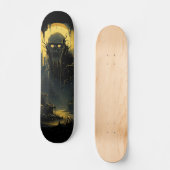 Gothic Horror Cityscape Black Gold 7-Ply Skateboard (Vorderseite)