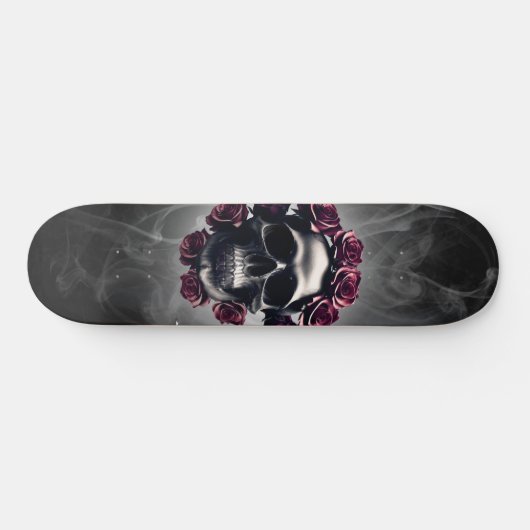 Gothic Horror Dark Skull und Rose Skateboard (Horizontal)