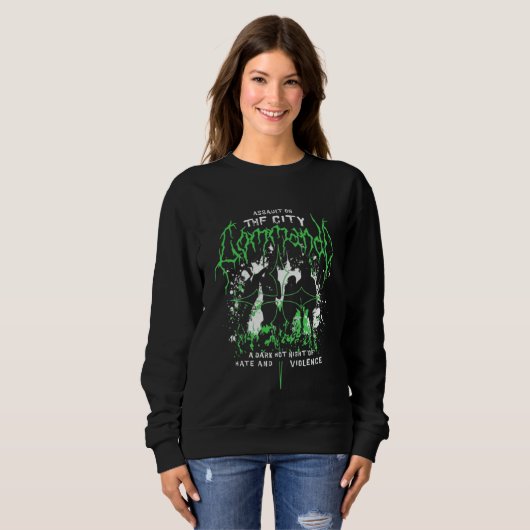 Gothic Horror Metal Logo Neon Grün Sweatshirt (Vorne ganz)