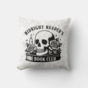 Gothic-Horror-Midnight-Leser-Schädel-Buchliebhaber Kissen