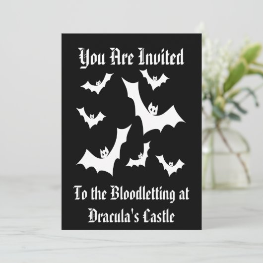 Gothic Horror Vampire Bats Einladung (Stehend Vorderseite)