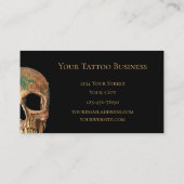 Gothic Human Half Skull Brown Green Tattoo Shop Visitenkarte (Rückseite)