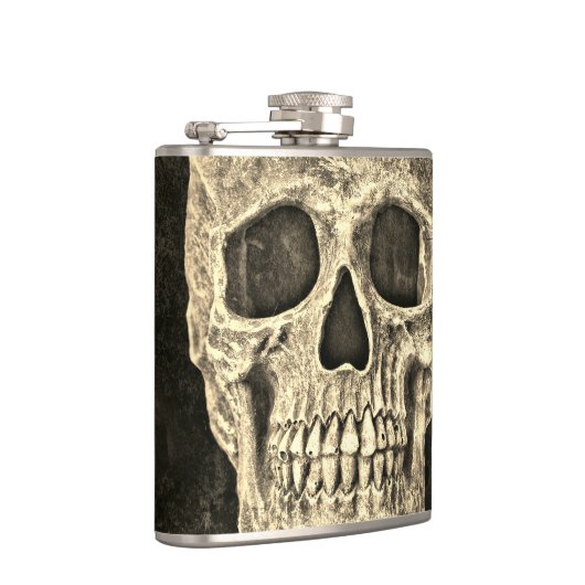 Gothic Human Skull Beige Black Texture Grunge Flachmann (Rechts)