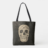 Gothic Human Skull Beige Schwarz Alte Grunge Textu Tasche (Rückseite)