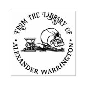 Gothic Human Skull Book Hourglass Library Name Permastempel (Design)