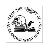 Gothic Human Skull Books Quill Library Book Name Permastempel (Design)