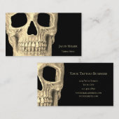 Gothic Human Skull Face Beige Black Tattoo Shop Visitenkarte (Vorne/Hinten)