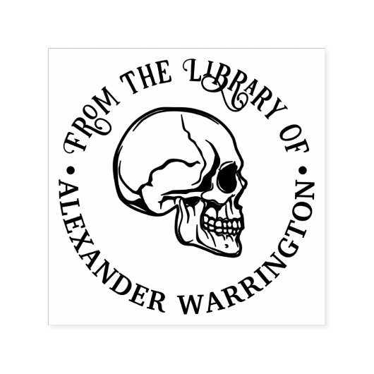 Gothic Human Skull Side View Rnd Library Book Name Permastempel (Design)