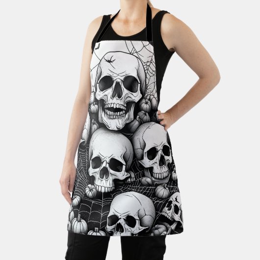 Gothic Human Skulls Graveyard Spiders Schürze (InSitu)