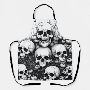 Gothic Human Skulls Graveyard Spiders Schürze