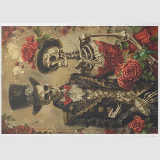 Gothic Husband Ehefrau Skeleton Decoupage Seidenpapier (Vorderseite)