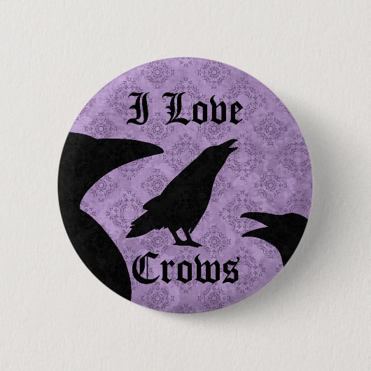 Gothic I Liebe Crows schwarz und lila Button (Vorderseite)