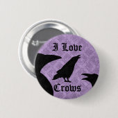 Gothic I Liebe Crows schwarz und lila Button (Vorne & Hinten)