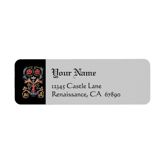 Gothic Illuminated Floral Art Return Address Label (Vorne)