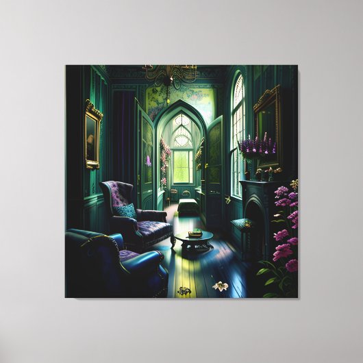 Gothic Inside Mansion Surreal Blume 1 Leinwanddruck (Vorderseite)
