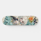 Gothic Inspirier Blue Dress & Peach Rose Skateboar Skateboard (Horizontal)