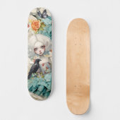 Gothic Inspirier Blue Dress & Peach Rose Skateboar Skateboard (Vorderseite)