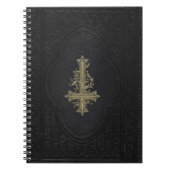 Gothic Inverted Gold Cross Black Imitats Leather Notizblock (Vorderseite)