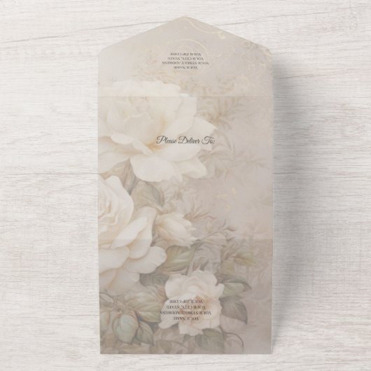 Gothic Ivory Rose Silhouette QR Code All In One Einladung (Außenbereich)